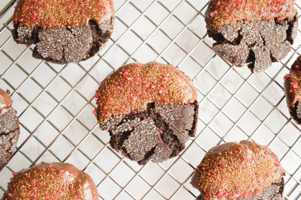 molasses cookies dipped in chocolate