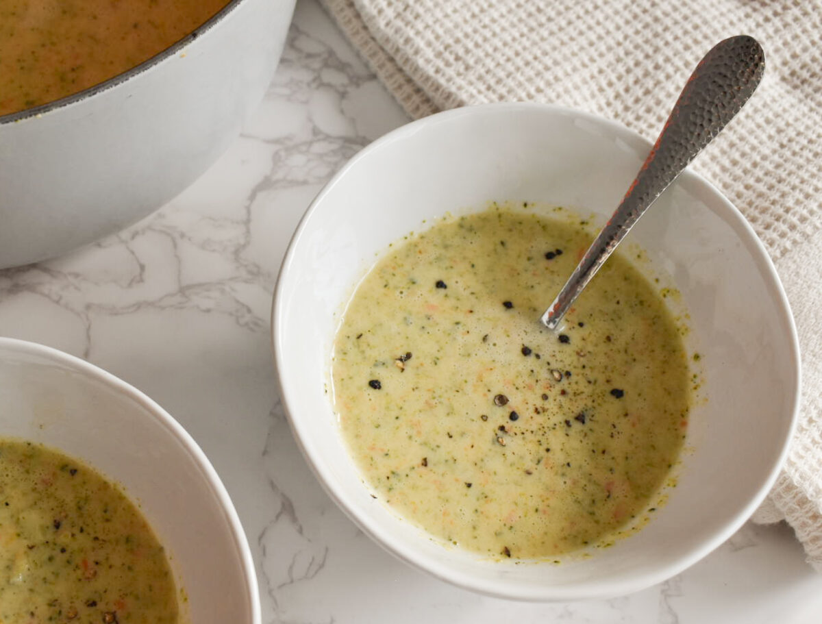 Healthier Broccoli Cheese Soup Recipe {High Protein}