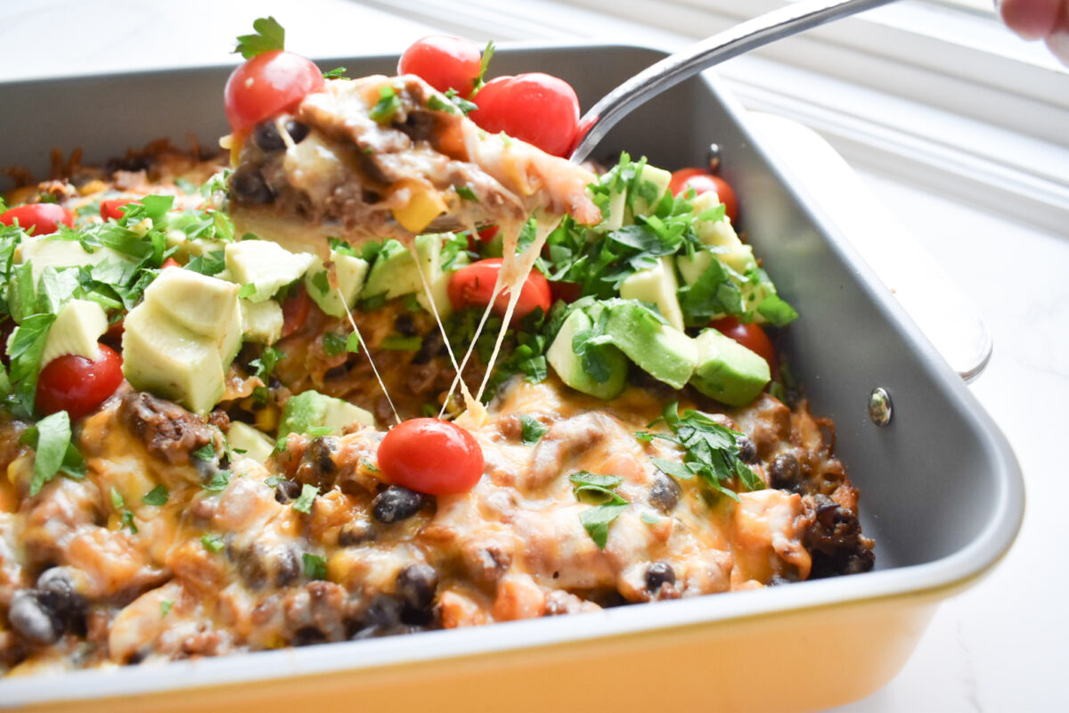 Healthy and Easy Taco Bake Recipe- Complete Meal!
