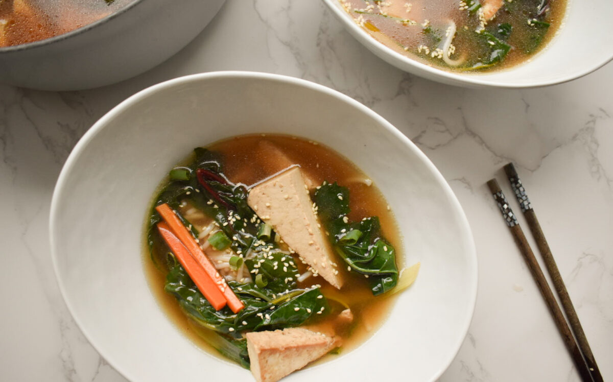 Miso Soup with Udon Rice Noodles {Vegan Recipe} - Melissa Rifkin 