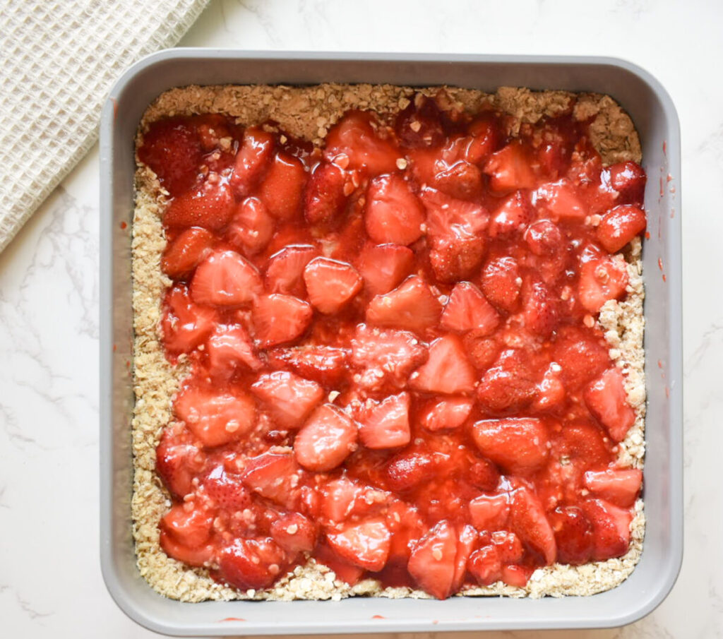 assembling strawberry bars