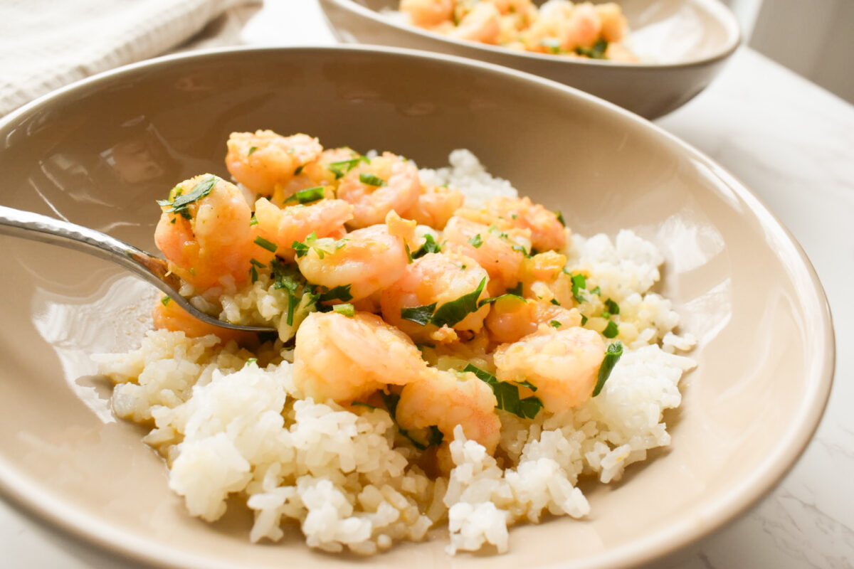 One-Pot Coconut Milk Shrimp Bowl Recipe {so easy!}