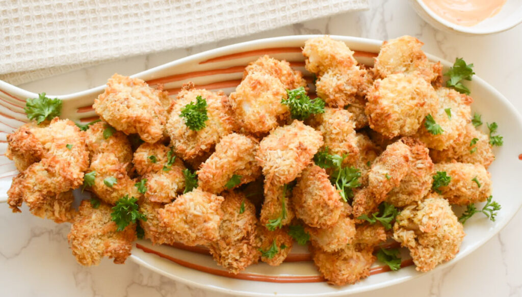 coconut shrimp fresh out of the air fryer