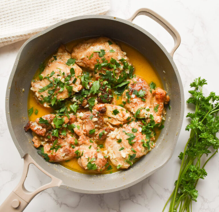 Skillet cooked chicken thighs- simple recipe