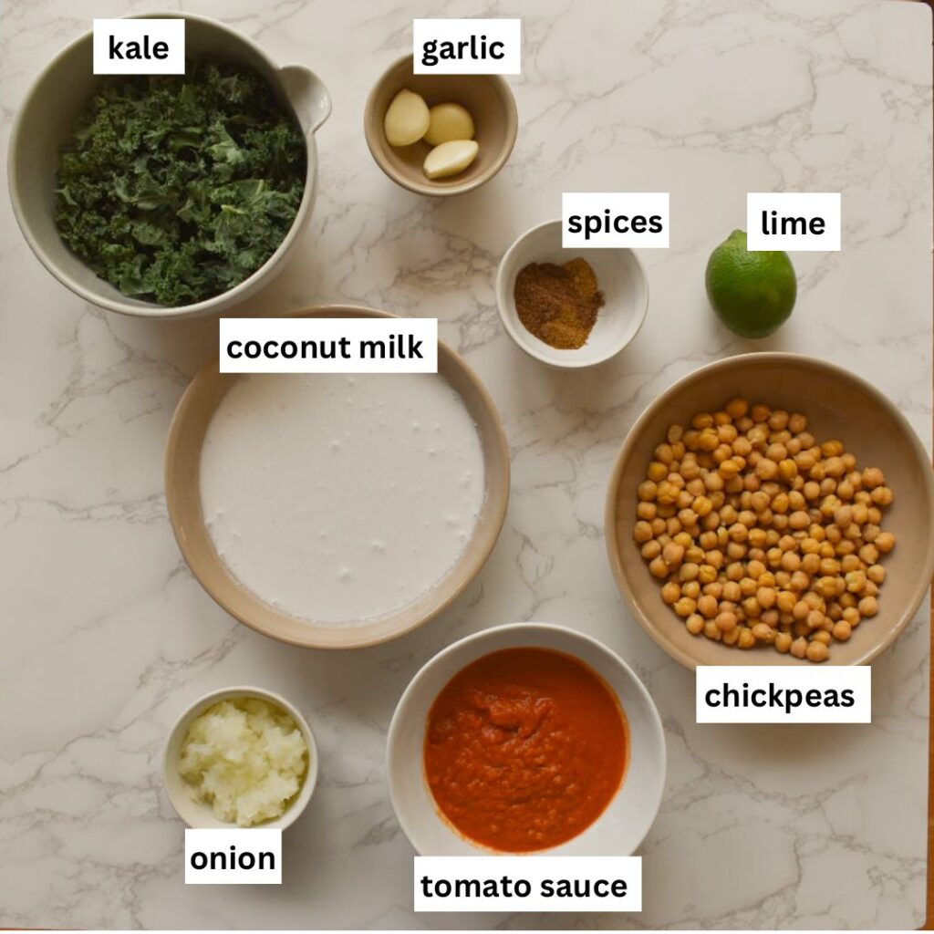 ingredients in vegan chickpea curry