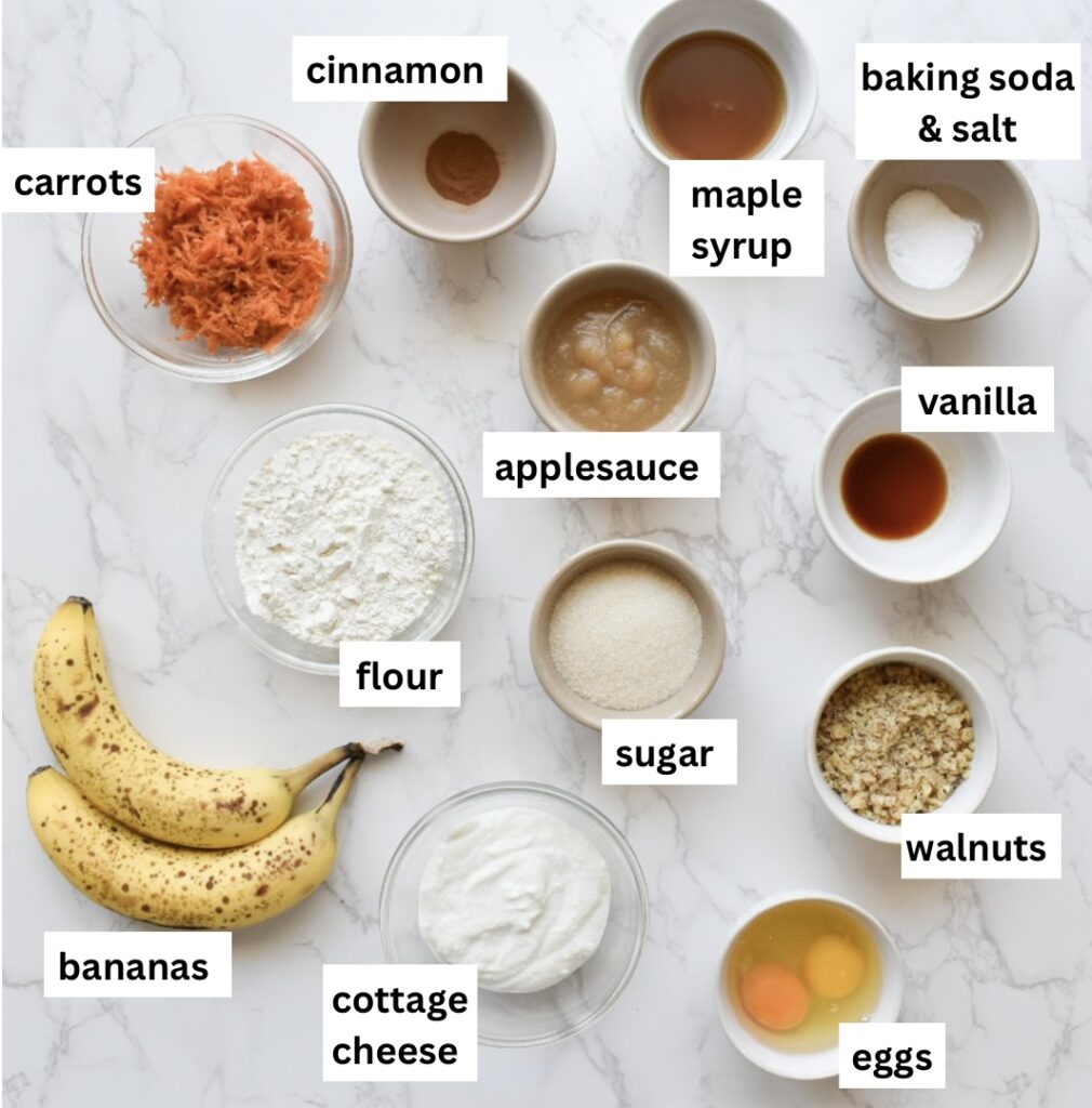 ingredients in carrot banana bread