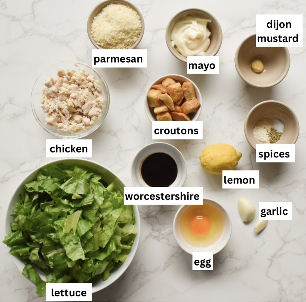 ingredients in chicken crust caesar salad pizza