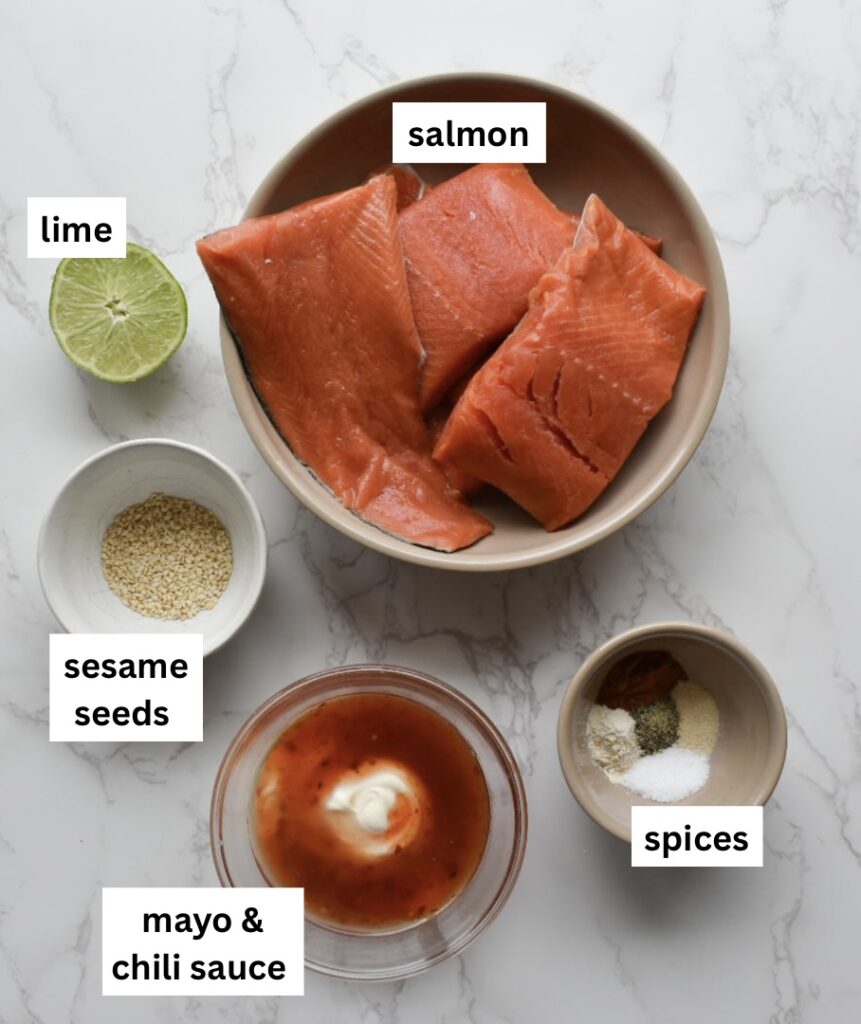 ingredients in spicy crispy salmon