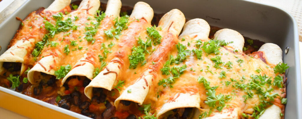 cooked black bean enchiladas