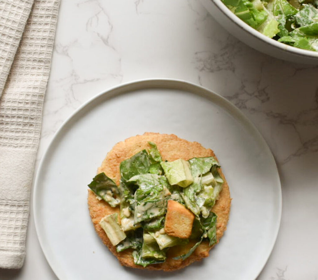 Chicken Crust Caesar Salad Pizza