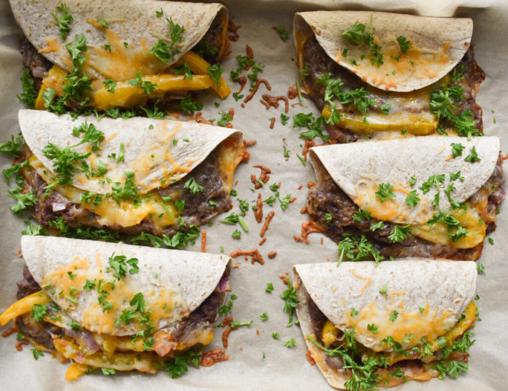 black bean tacos out freshly out of the oven