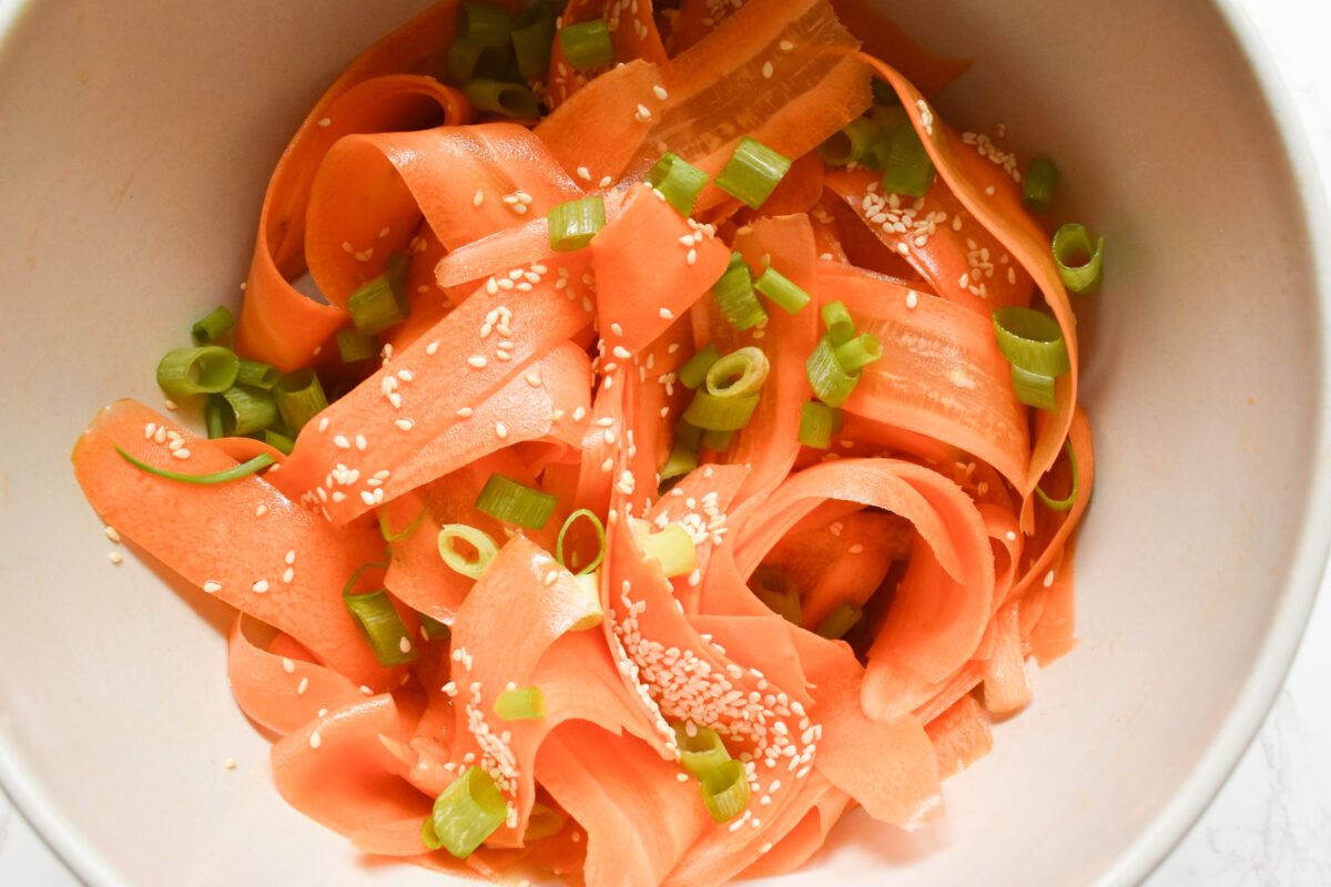 Raw Carrot Ribbon Salad- 5 Minute Viral TikTok Recipe