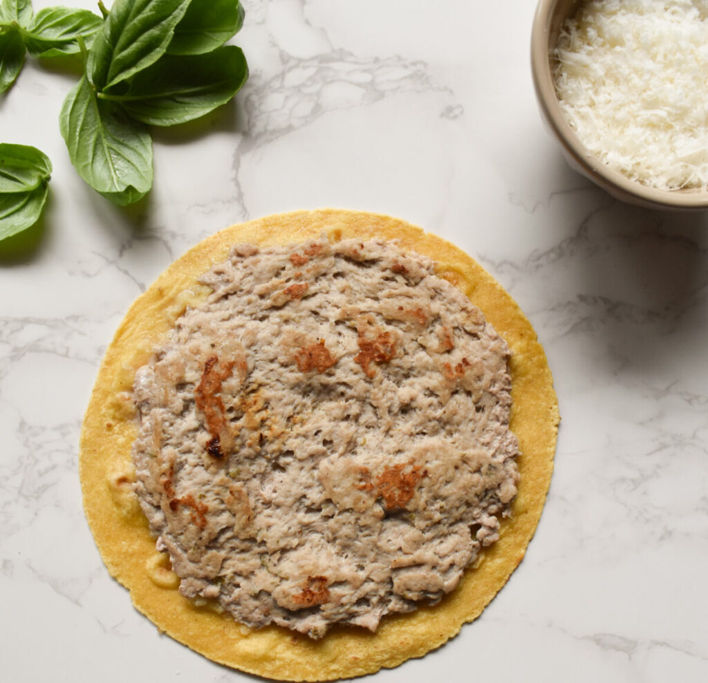 browned ground turkey for viral smash burger taco pizza