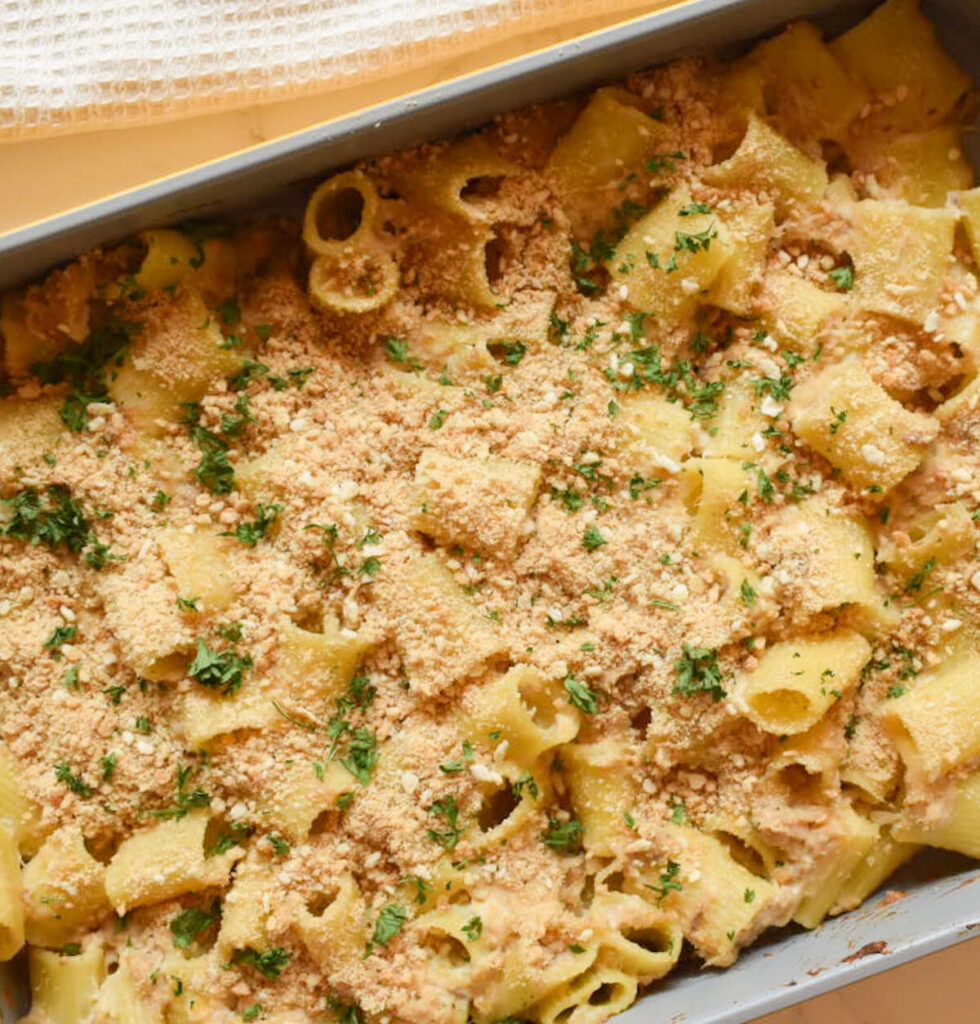 Tuna Pasta Bake made with cheese and cottage cheese