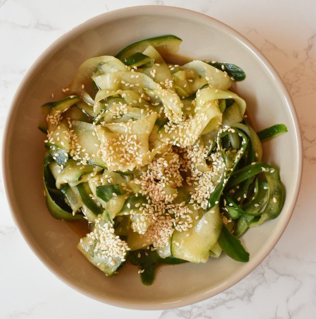 cucumber ribbons with ginger dressing