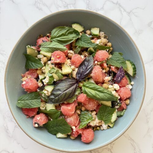 watermelon feta salad with fresh herbs