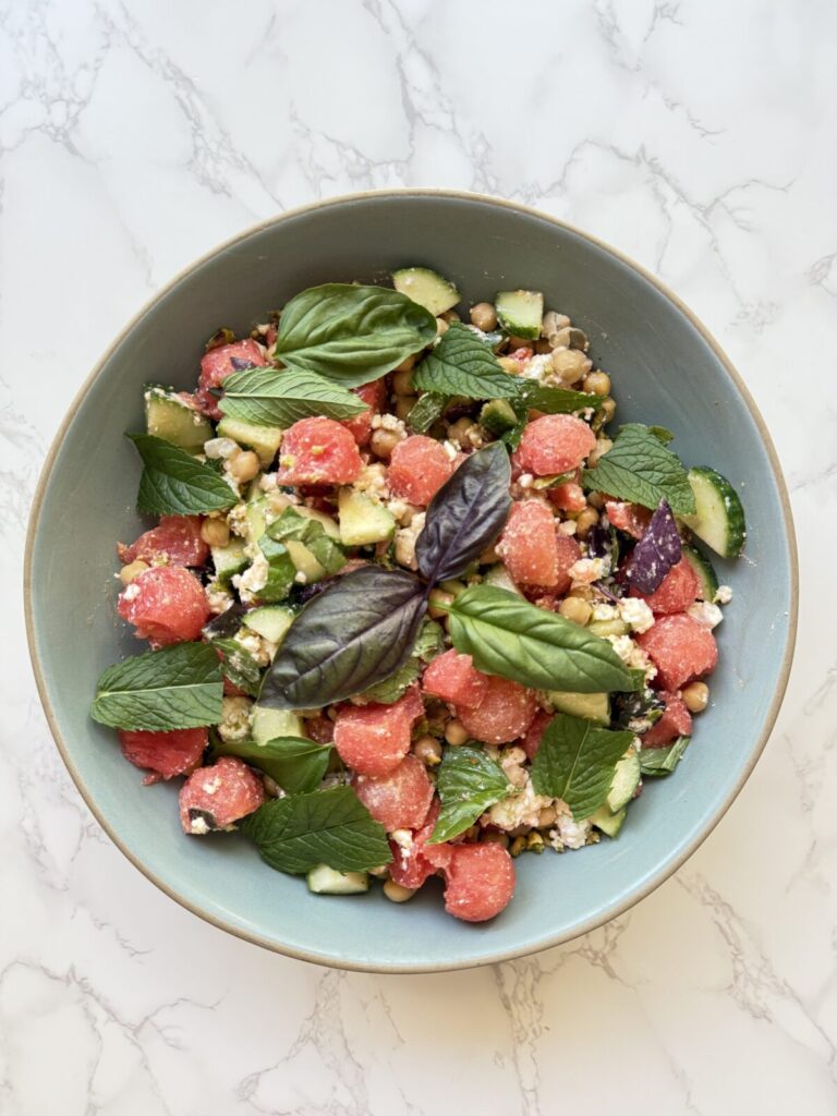 watermelon feta salad with fresh herbs