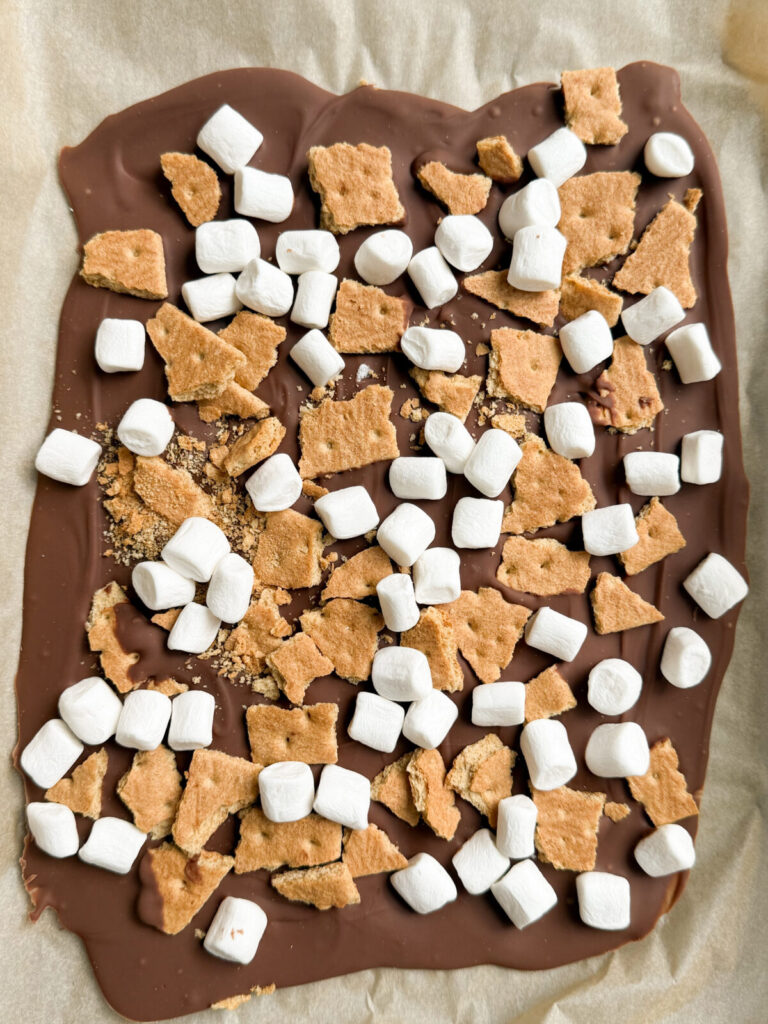 frozen s'mores bark ready to be served