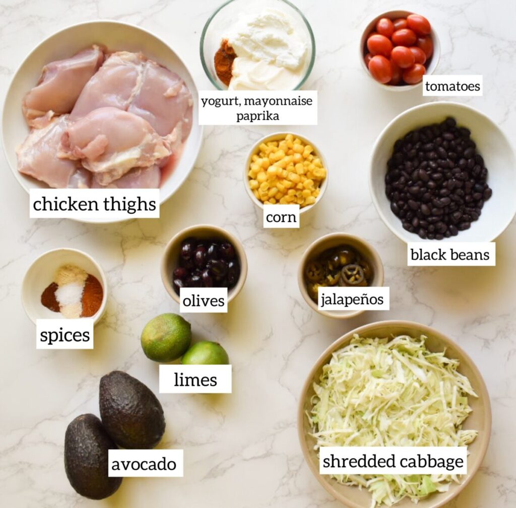 ingredients in southwest chicken bowls