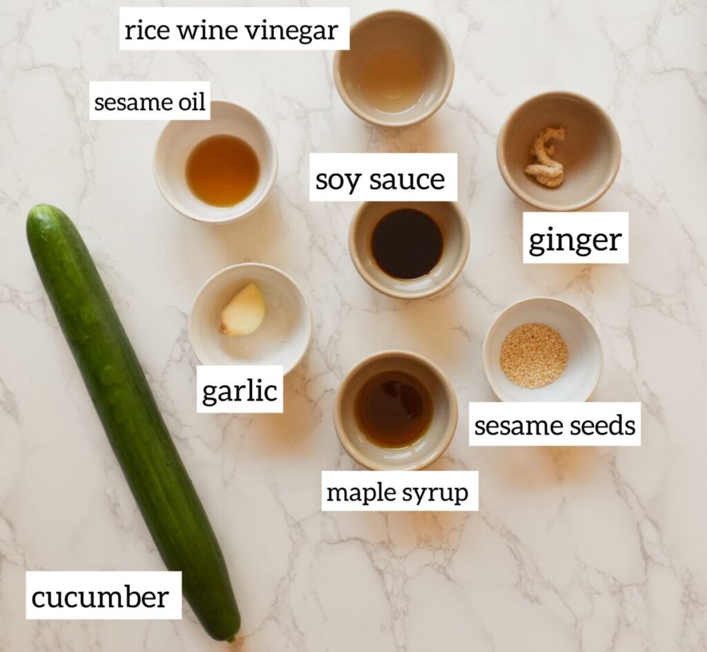 ingredients in cucumber ribbons salad