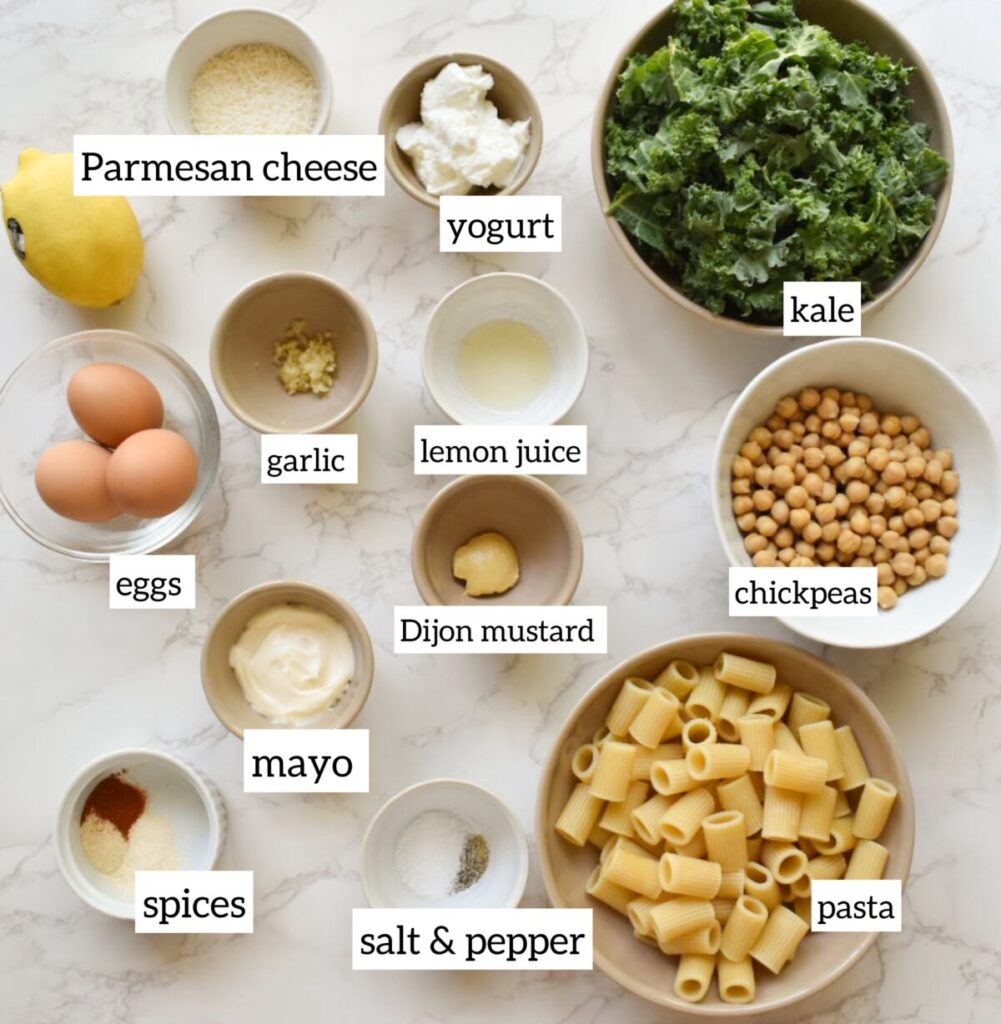 ingredients in kale caesar salad