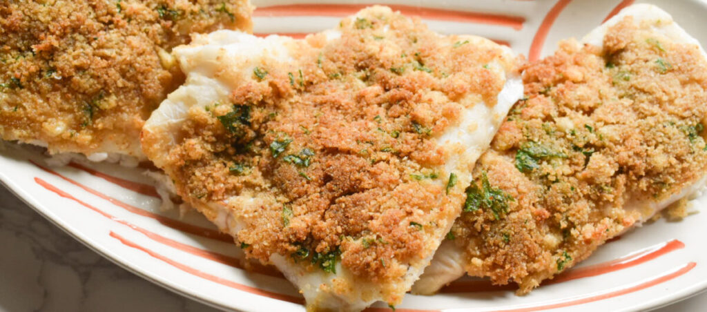 haddock made in the air fryer with a garlic herb crust