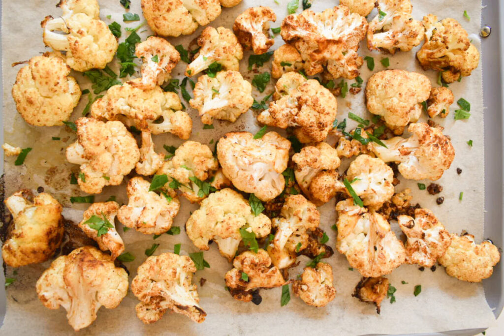 oven roasted cauliflower with herbs and spices