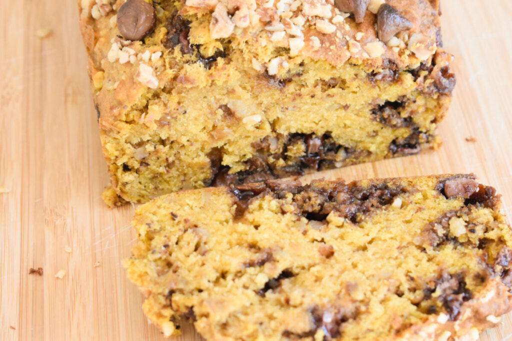 freshly baked pumpkin banana bread