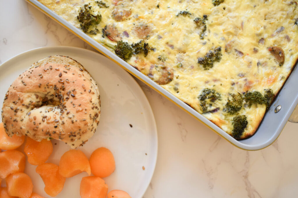 Egg Rounds made with Chicken Sausage and Roasted Broccoli