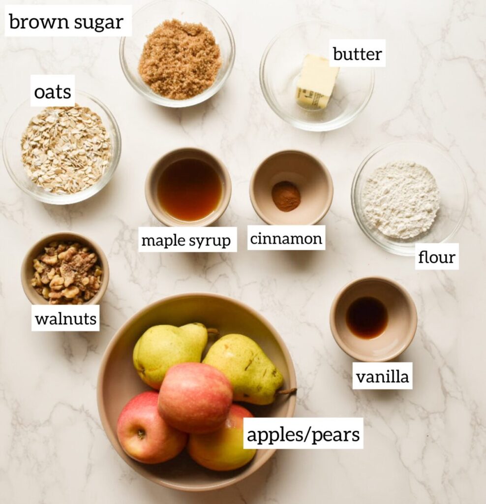 ingredients in apple and pear crumble