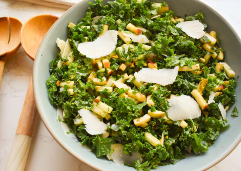Kale Salad with Apples, Cucumber and Pistachios
