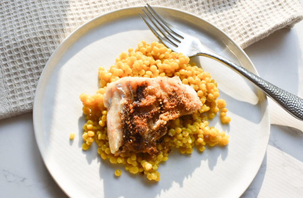 air fryer cod served with corn