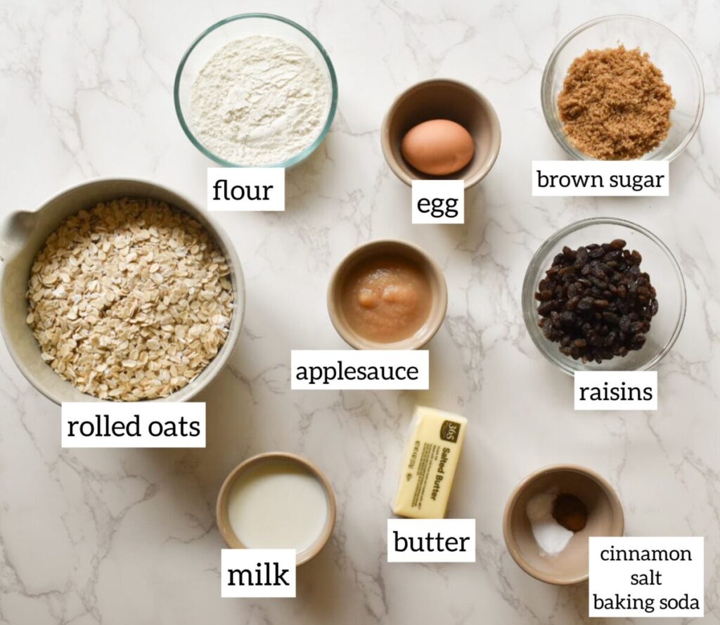 ingredients in one bowl oatmeal raisin cookies with applesauce