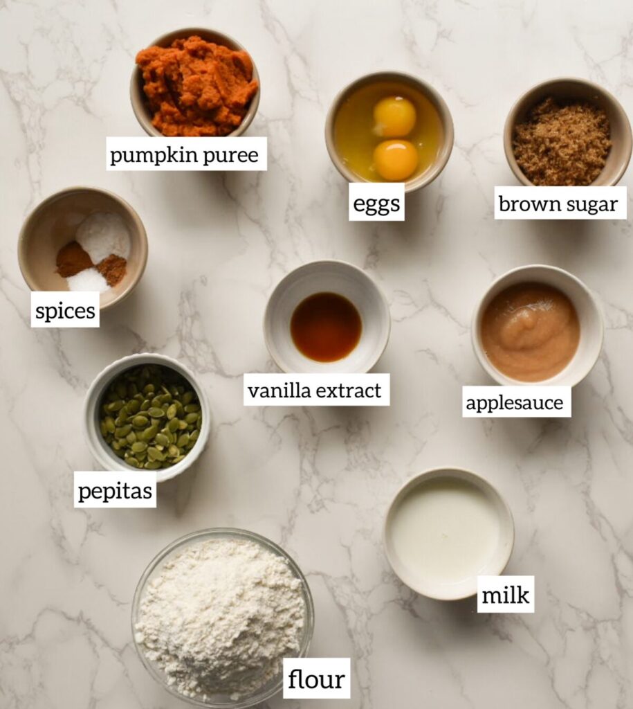 ingredients in one-bowl pumpkin bread