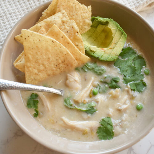 cozy bowl of chicken chili soup