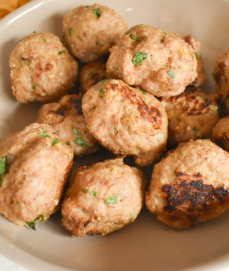 turkey meatballs made with hot honey and parmesan cheese