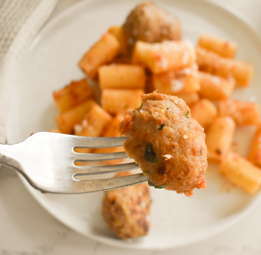turkey meatballs made with hot honey and baked
