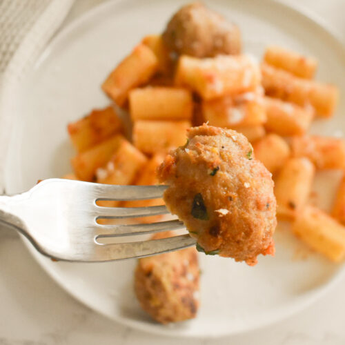 turkey meatballs made with hot honey and baked