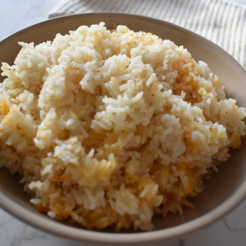 dump and bake cheddar rice side dish