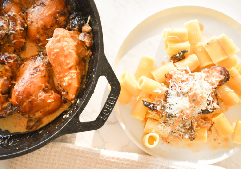 marry me chicken served over pasta