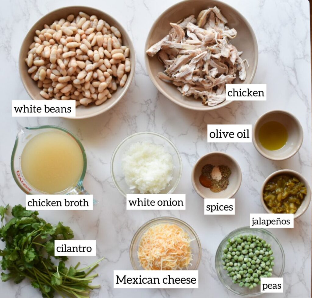 ingredients in white bean chicken chili