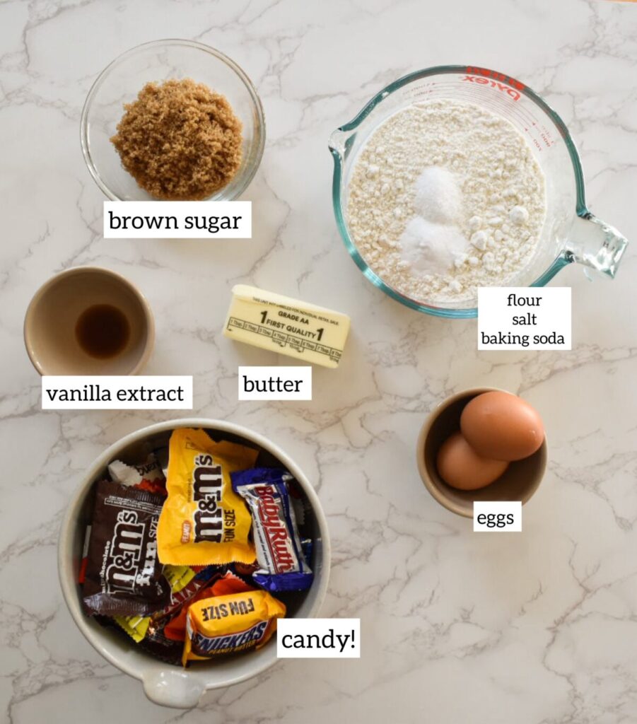 ingredients in leftover Halloween candy cookies