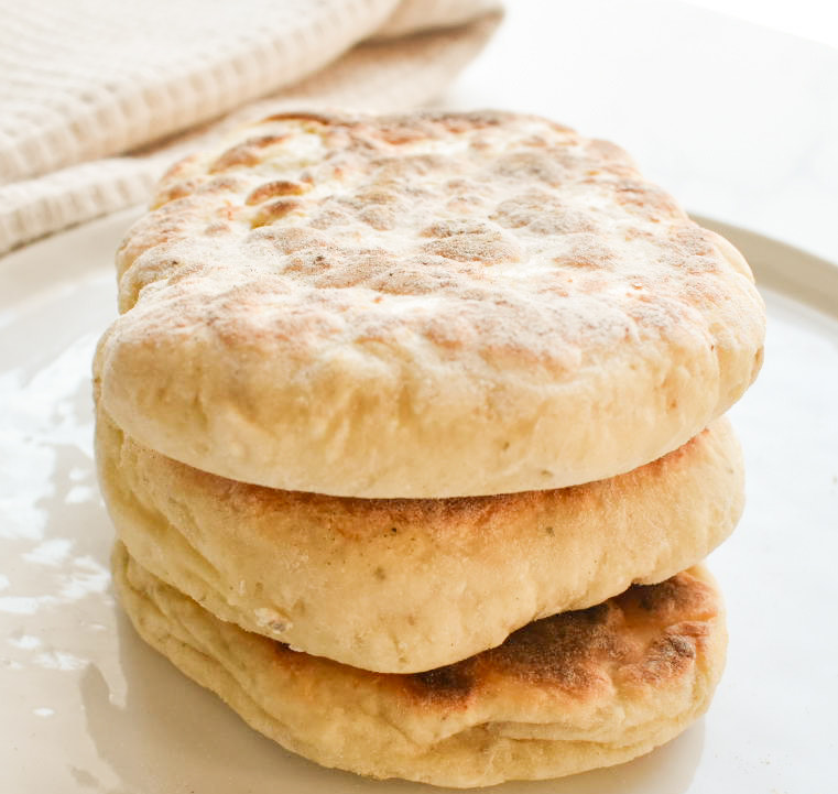 high protein cottage cheese flatbread stacked