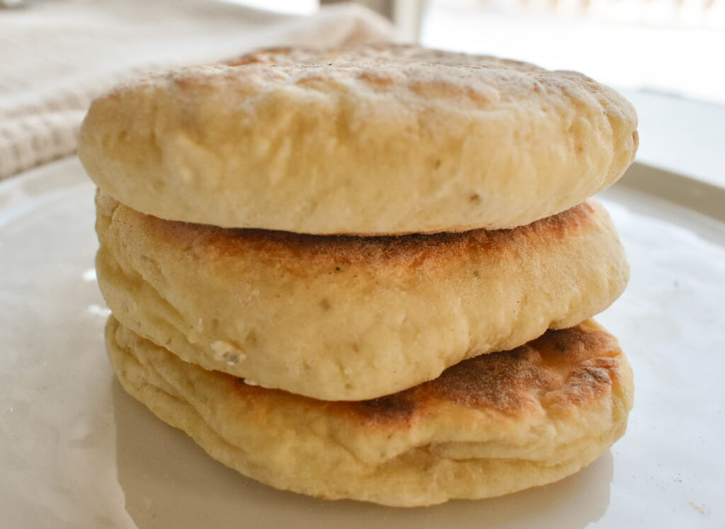 Cottage cheese flatbread cooked in a skillet