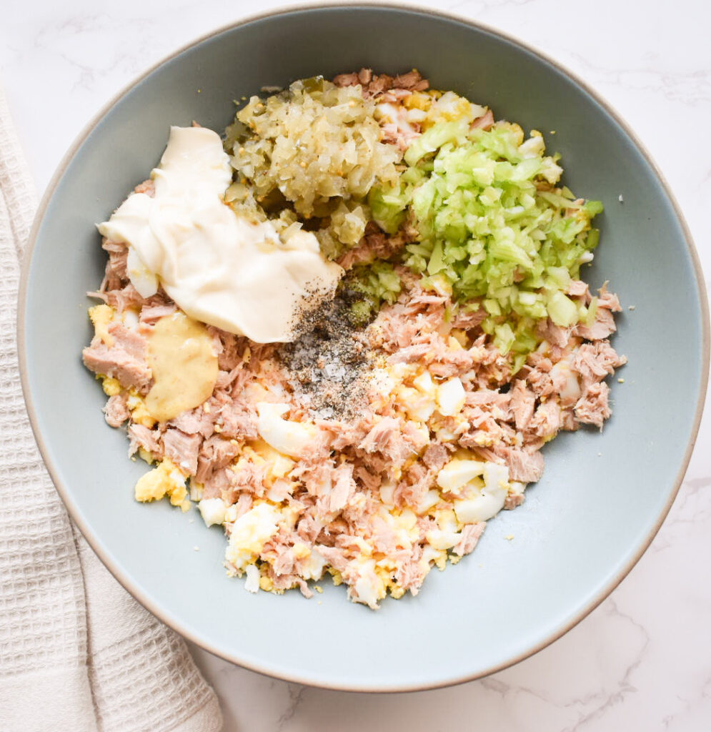 High protein tuna egg salad for lunch
