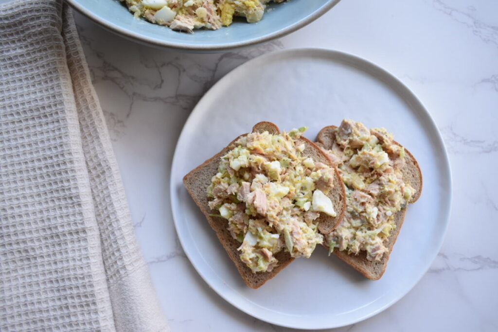 High protein tuna egg salad for lunch