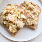 Tuna egg salad served on toast