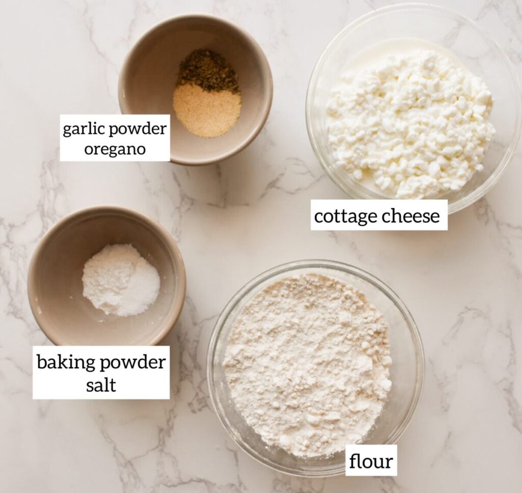 ingredients in easy cottage cheese flatbread recipe