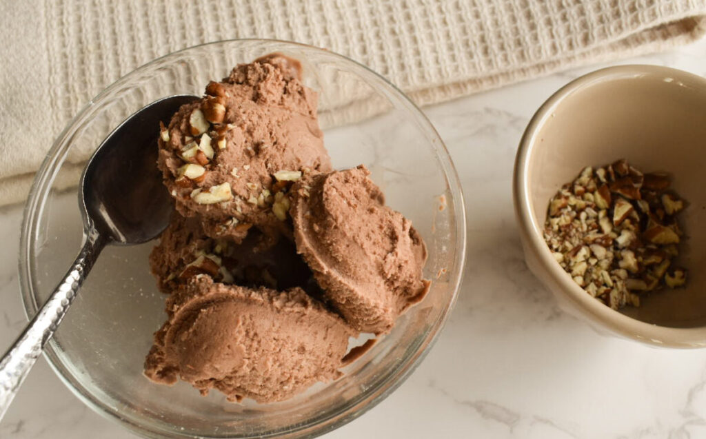 Creamy chocolate ice cream made with maple syrup