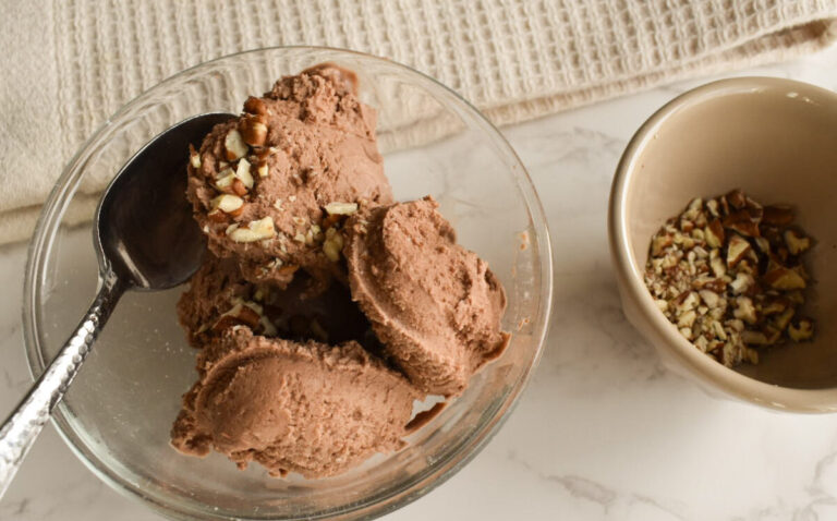 Creamy chocolate ice cream made with maple syrup